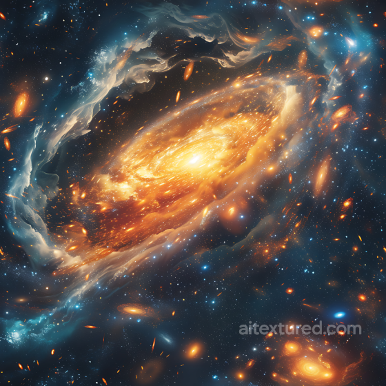 Space PBR Texture Featuring Glowing Galaxy Clouds and Nebula Star, space, planets texture preview