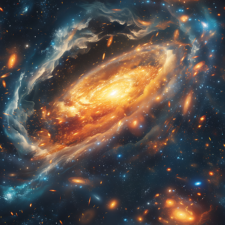 Space Featuring Glowing Galaxy Clouds and Nebula seamless PBR texture preview