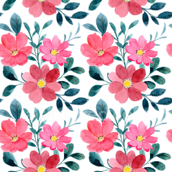 seamless Seamless 3D PBR Floral Watercolor Fabric Texture with Pink Flowers and Blue Leaves texture 8k free download PBR