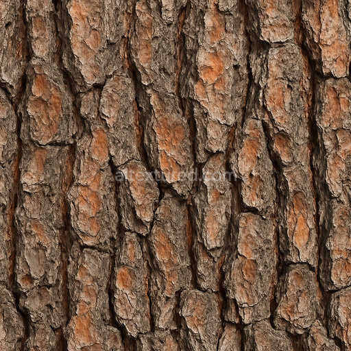 Detailed Pine Bark Texture Seamless 1024X1024