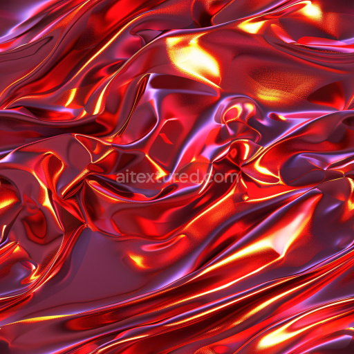 Seamless 3D PBR Texture of Glossy Red Satin-Like Fabric with Reflective Highlights