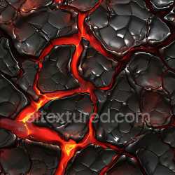 seamless Seamless 3D cracked volcanic lava rock PBR texture with glowing molten fissures texture 8k free download PBR