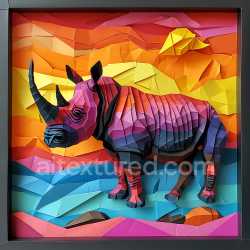 seamless Seamless 3D PBR Texture of Colorful Origami Rhinoceros Pattern texture 8k free download PBR