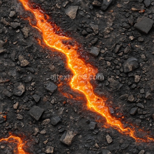 Preview — Seamless 3d texture of molten metal and burnt debris from intense explosion in photorealistic 8k pbr