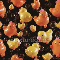 seamless Seamless 3D Inflated PBR Texture Featuring Glossy Rubber Duckies and Floating Bubbles texture 8k free download PBR