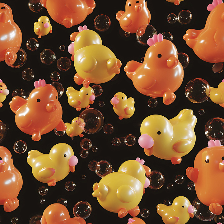 Inflated Featuring Glossy Rubber Duckies and Floating Bubbles seamless PBR texture preview