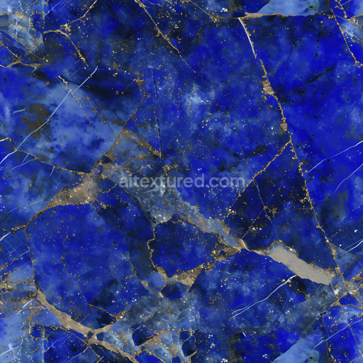 Seamless 3D Lapis Lazuli Marble PBR Texture Featuring Deep Blue and Gold Veins