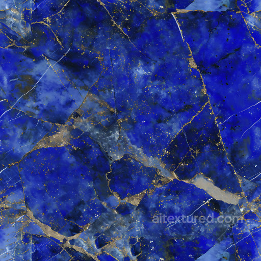 Lapis Lazuli Marble PBR Texture Featuring Deep Blue and Gold Veins seamless Marble PBR texture