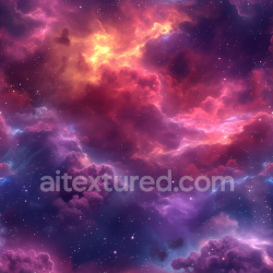 seamless Seamless 3D Space PBR Texture Featuring Vibrant Nebula and Cosmic Clouds in Rich Purple and Orange texture 8k free download PBR