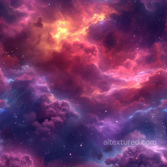 Space PBR Texture Featuring Vibrant Nebula and Cosmic Clouds in Rich Purple and Orange Star, space, planets texture preview
