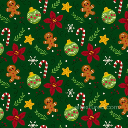 Featuring Christmas Gingerbread, Candy Canes, and Ornaments seamless All Christmas Digital paper PBR texture