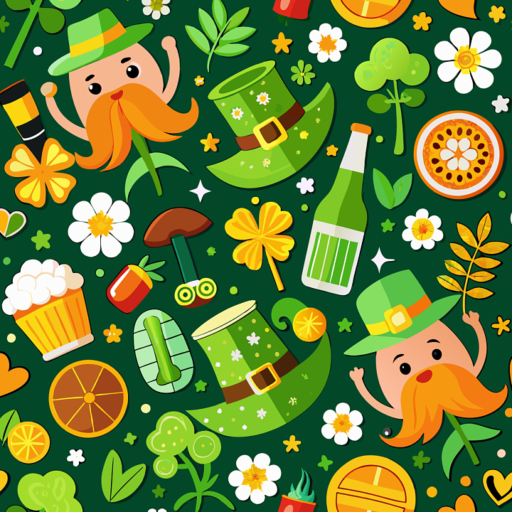 Featuring Playful St Patrick Digital Paper Design seamless PBR texture preview