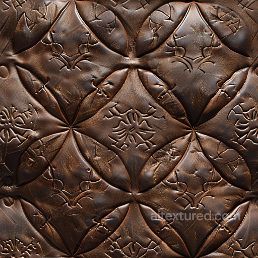 Embossed Vintage Brown Leather PBR Texture with Quilted Panels seamless Leather PBR texture