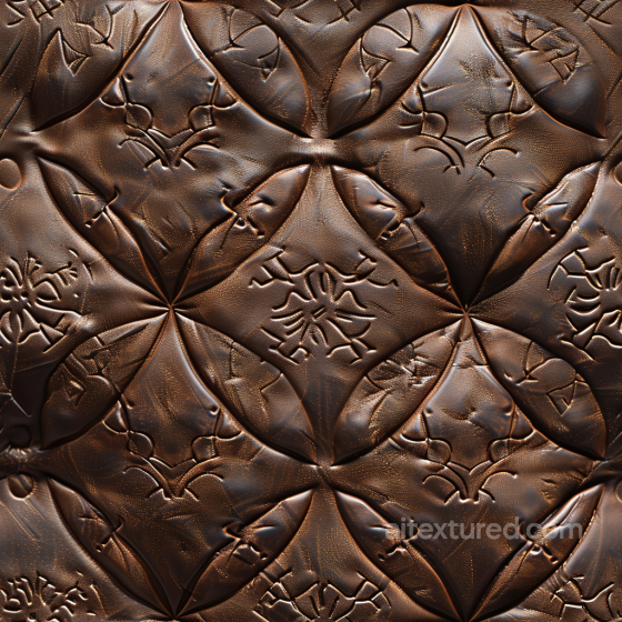 Embossed Vintage Brown Leather PBR Texture with Quilted Panels Leather texture preview