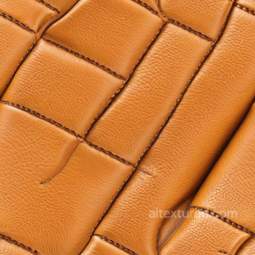 Quilted Tan Leather PBR Texture Featuring Detailed Grain and Prominent Stitching seamless Leather PBR texture