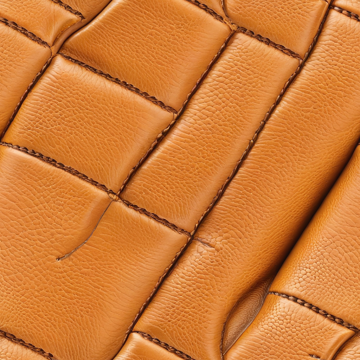 Quilted Tan Leather Featuring Detailed Grain and Prominent Stitching seamless PBR texture preview