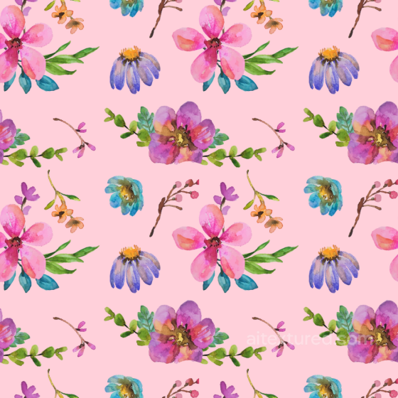 Floral Watercolor Texture with Pink Background and Colorful Blooms Floral texture preview
