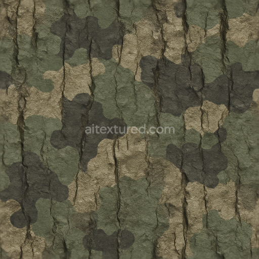 Seamless 3D Texture PBR 8K Bark Rough Woodland Camouflage Surface