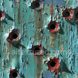 seamless Seamless 3D PBR Texture of Rusted Metal with Large Holes and Peeling Turquoise Paint texture 8k free download PBR