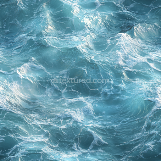 Seamless 3D Water PBR Texture of Realistic Ocean Surface with Dynamic Foamy Waves