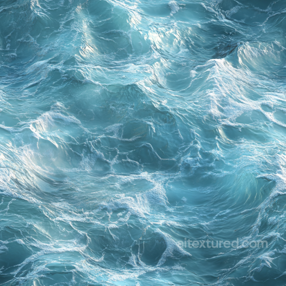 Water PBR Texture of Realistic Ocean Surface with Dynamic Foamy Waves Water texture preview