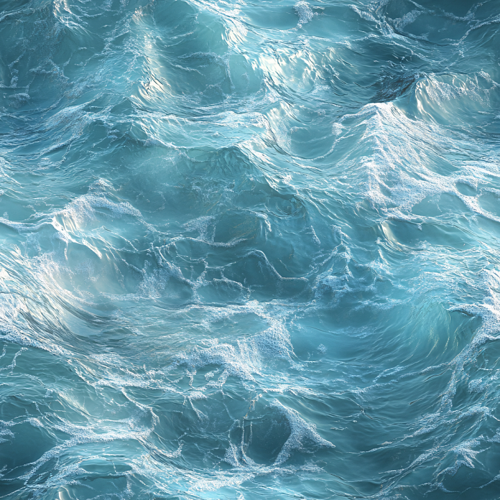 Water of Realistic Ocean Surface with Dynamic Foamy Waves seamless PBR texture preview