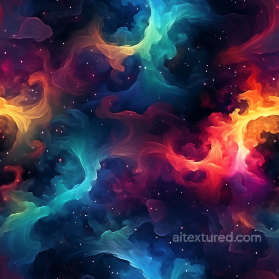 Space PBR Texture Featuring Vibrant Swirling Nebula Clouds in Multi-Colors Star, space, planets texture preview