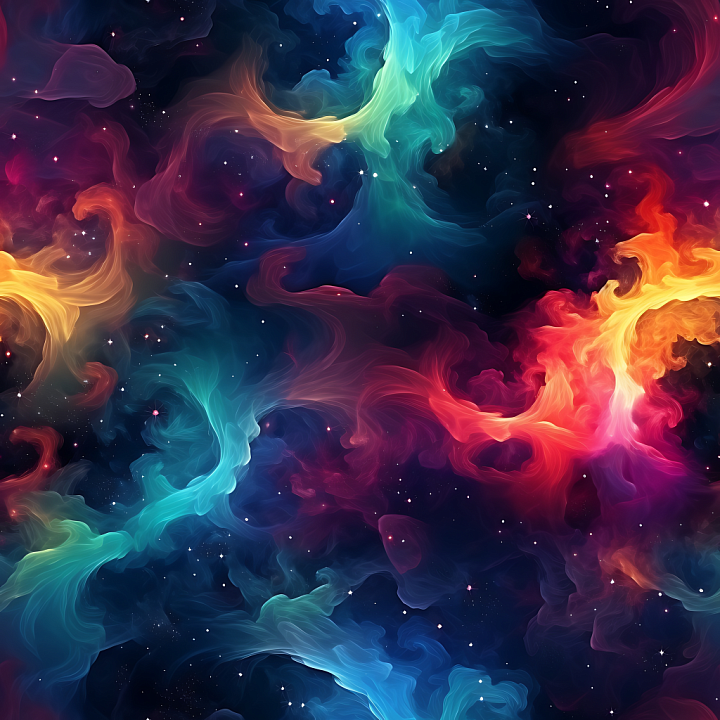 Space Featuring Vibrant Swirling Nebula Clouds in Multi-Colors seamless PBR texture preview