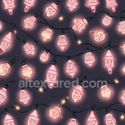 seamless Seamless 3D PBR Texture of Glowing Christmas Light String with Festive Faces texture 8k free download PBR