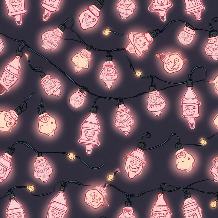 All Christmas Digital paper of Glowing Christmas Light String with Fest… seamless PBR texture preview