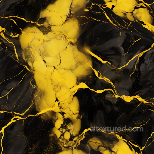 Black and Yellow Marble PBR Texture with Bold Veins and Glossy Finish seamless Marble PBR texture
