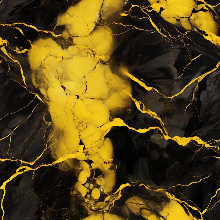 Black and Yellow Marble with Bold Veins and Glossy Finish seamless PBR texture preview