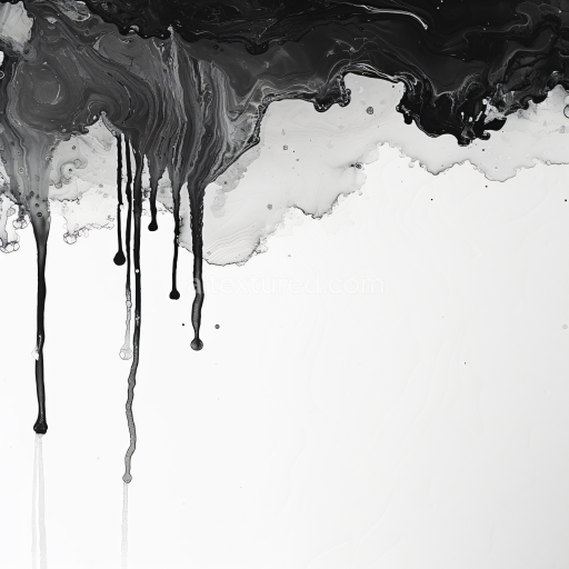 Seamless 3D Alcohol Ink PBR Texture with Black Drips and White Negative Space