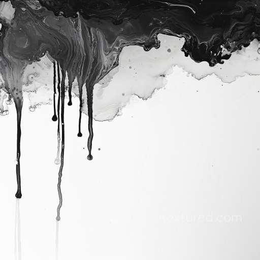 Alcohol Ink PBR Texture with Black Drips and White Negative Space seamless Alcohol ink PBR texture