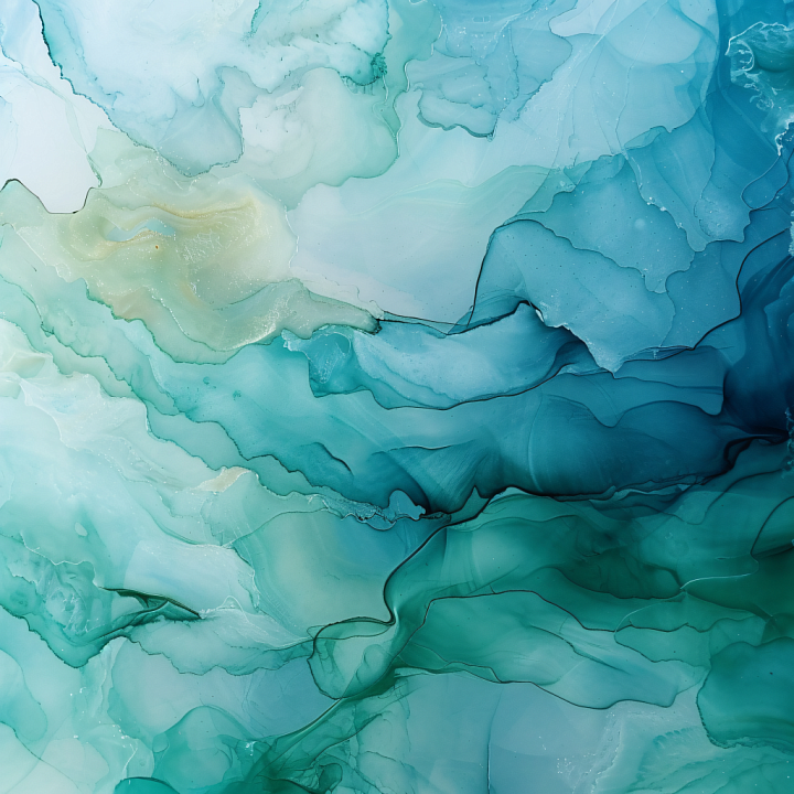 Alcohol Ink with Teal and Aquamarine Fluid Waves seamless PBR texture preview