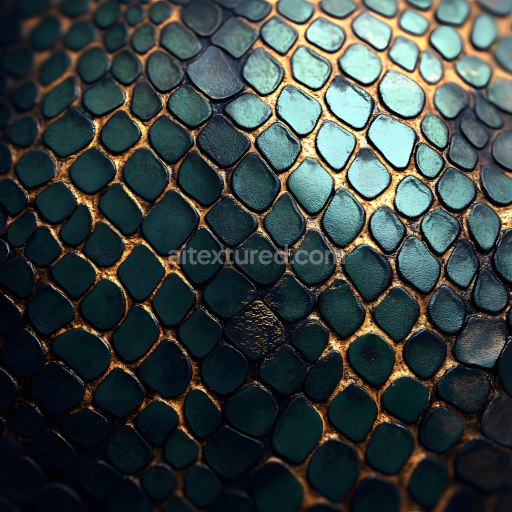 Seamless 3D PBR Texture of Dark Scaly Reptile Skin with Glossy Metallic Highlights