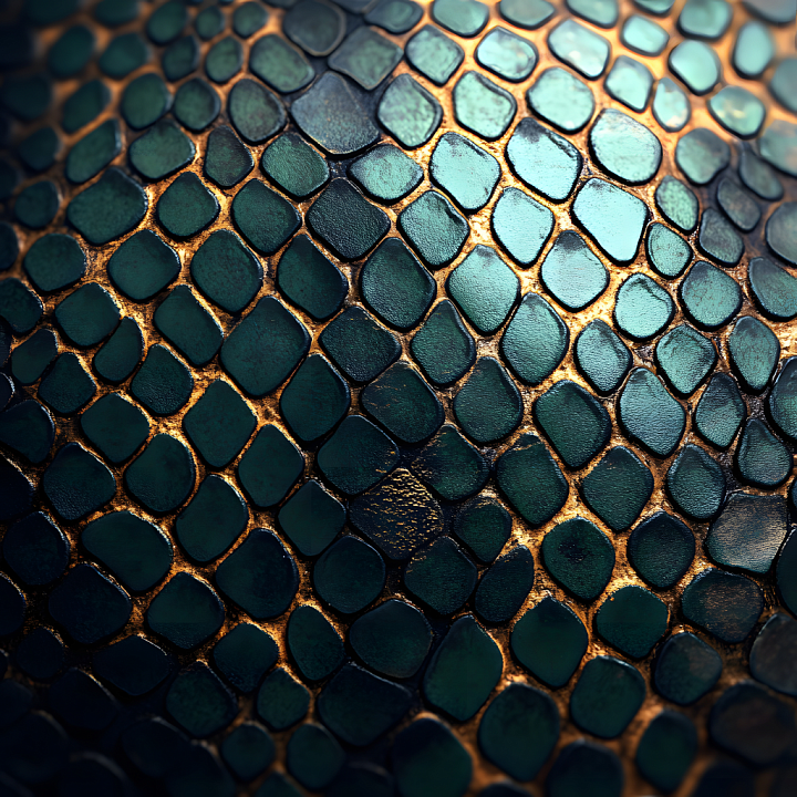 Dark Scaly Reptile Skin with Glossy Metallic Highlights seamless PBR texture preview