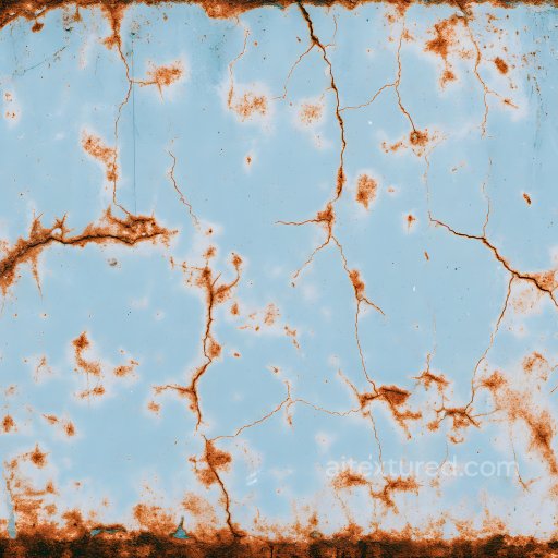Rusted Metal PBR Texture with Orange Rust Cracks and Blue Paint Chipping seamless Rust PBR texture