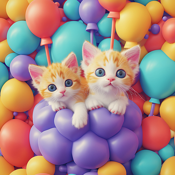 Inflated Featuring Colorful Clustered Balloons seamless PBR texture preview