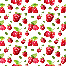 Seamless 3D Pattern PBR Texture Featuring Realistic Raspberries with Green Leaves texture preview