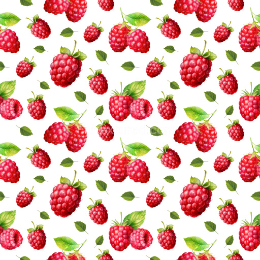 Pattern Bundle - Seamless 3D Pattern PBR Texture Featuring Realistic Raspberries with Green Leaves texture preview