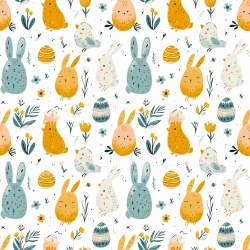 seamless Seamless 3D PBR Texture of Cute Hand-Drawn Easter Bunnies and Eggs texture 8k free download PBR