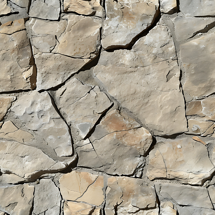 Weathered Stone Wall with Natural Cracks and Earthy Tones seamless PBR texture preview