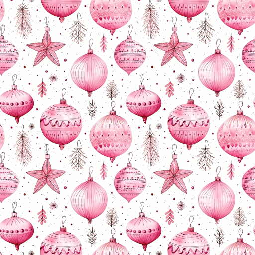 Seamless 3D PBR Texture of Pink Christmas Ornaments and Holiday Elements