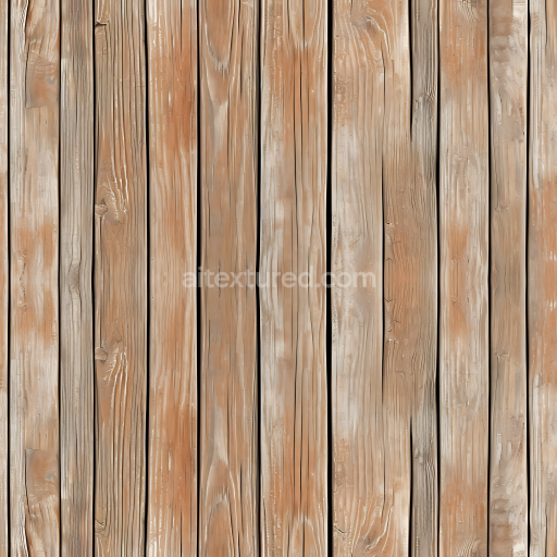 Seamless 3D Rustic Weathered Wood Planks PBR Texture with Natural Grain and Knots
