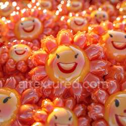 seamless Seamless 3D Inflated PBR Texture of Glossy Orange Smiley Sun Vinyl Pattern texture 8k free download PBR