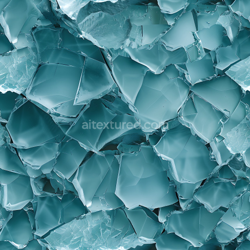 Seamless 3D shattered glass cracked and hole PBR texture in cool blue tones