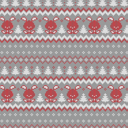 Knit Texture with Red Bunnies and White Trees seamless All Christmas Digital paper PBR texture