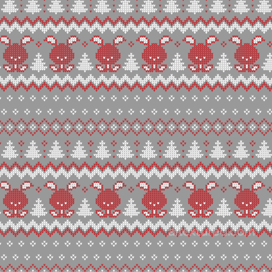 Knit Texture with Red Bunnies and White Trees All Christmas Digital paper texture preview
