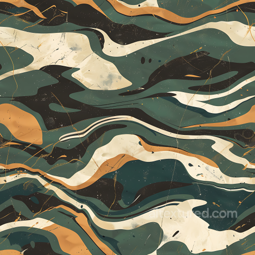 Stylized Woodland Camouflage PBR Texture with Organic Flowing Shapes seamless Color Camouflage PBR texture